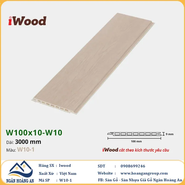 Tấm Nano Hèm V Giả Gỗ Ốp Tường Ốp Trần Iwood W10